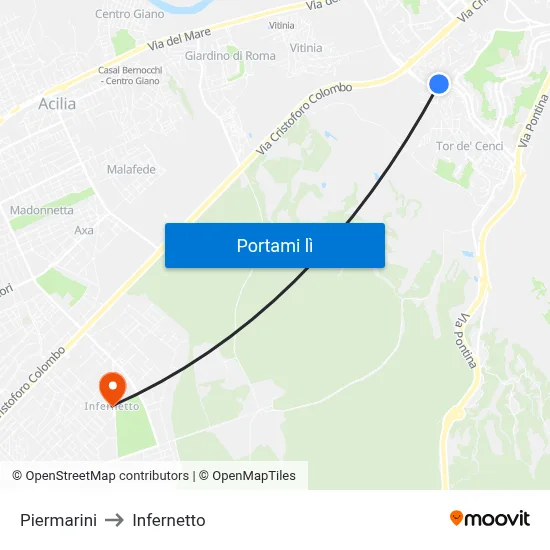 Piermarini to Infernetto map