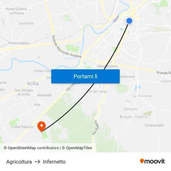 Agricoltura to Infernetto map