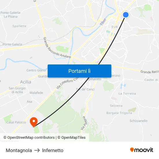 Montagnola to Infernetto map