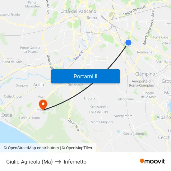 Giulio Agricola (Ma) to Infernetto map