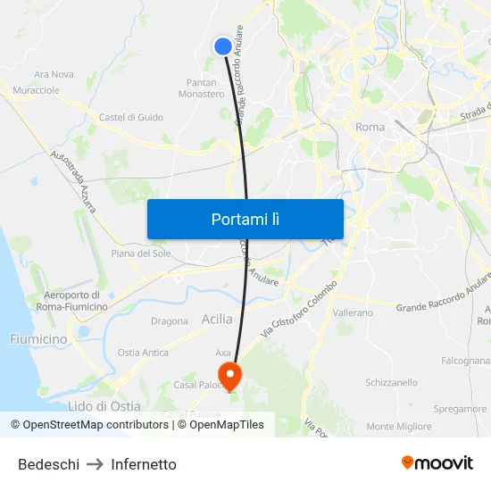 Bedeschi to Infernetto map