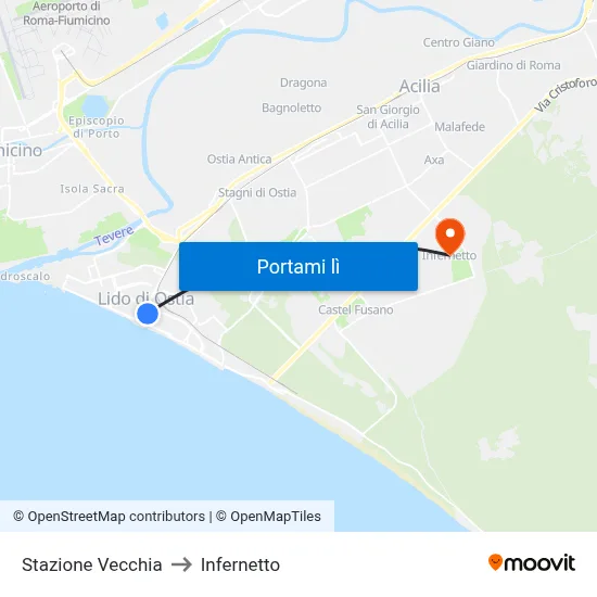 Stazione Vecchia to Infernetto map