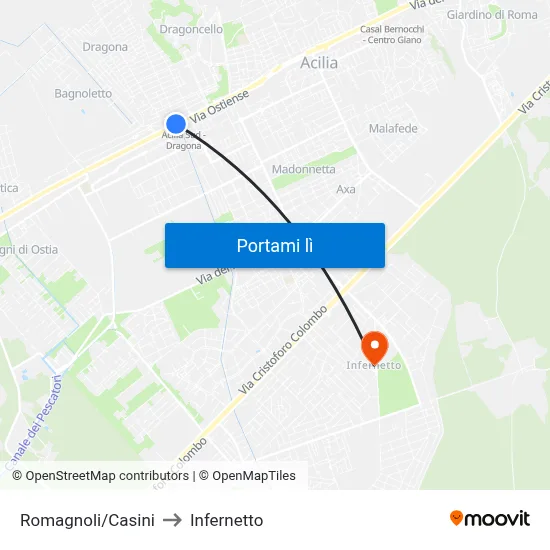 Romagnoli/Casini to Infernetto map
