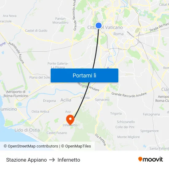 Stazione Appiano to Infernetto map