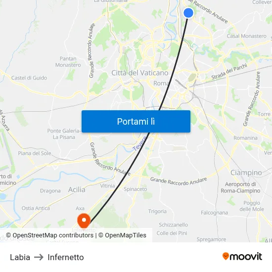 Labia to Infernetto map