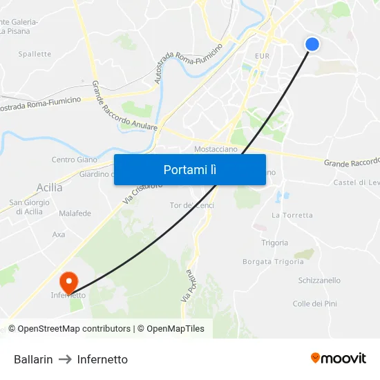 Ballarin to Infernetto map