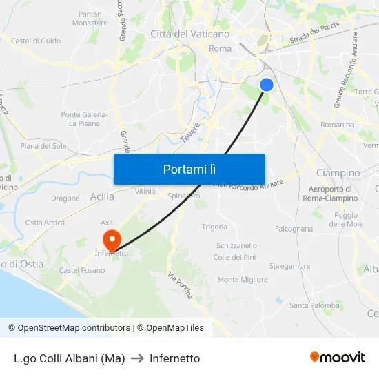 L.go Colli Albani (Ma) to Infernetto map