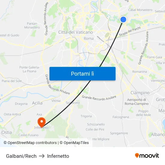 Galbani/Rech to Infernetto map