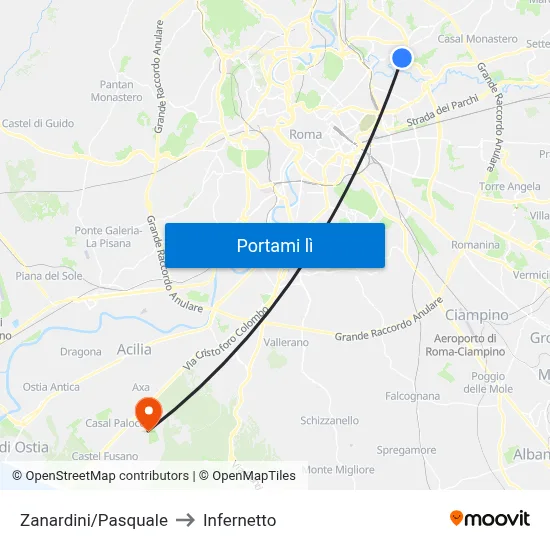 Zanardini/Pasquale to Infernetto map