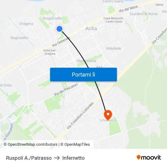 Ruspoli A./Patrasso to Infernetto map