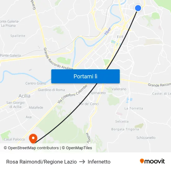 Rosa Raimondi/Regione Lazio to Infernetto map
