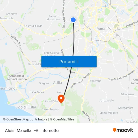 Aloisi Masella to Infernetto map