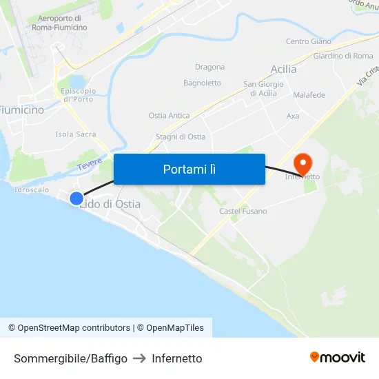 Sommergibile/Baffigo to Infernetto map