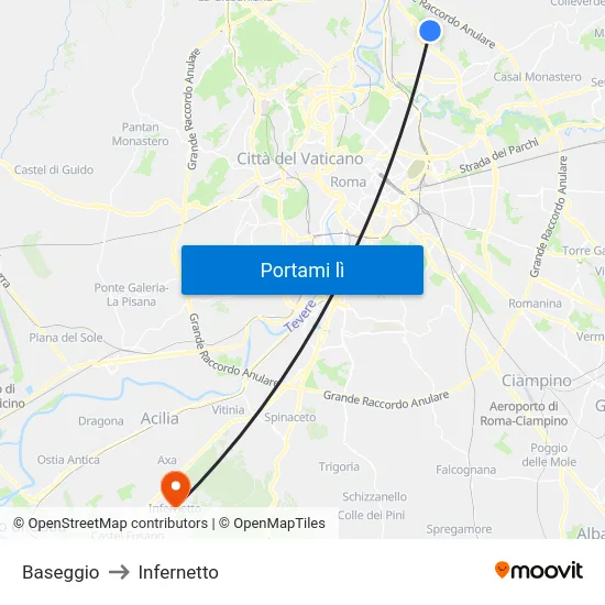 Baseggio to Infernetto map