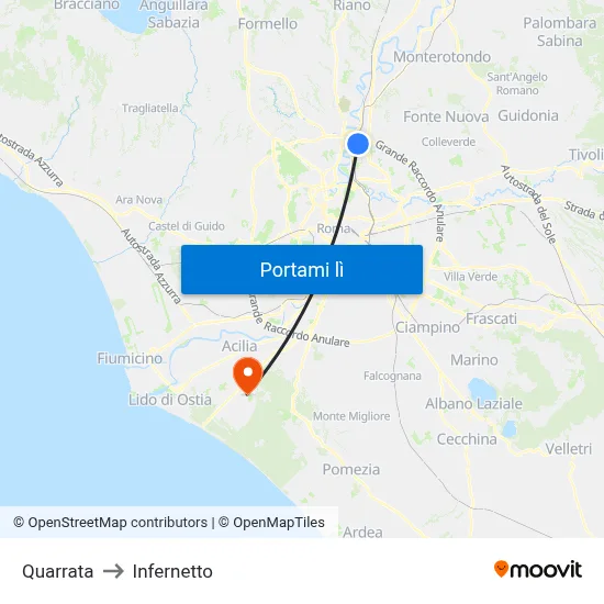Quarrata to Infernetto map