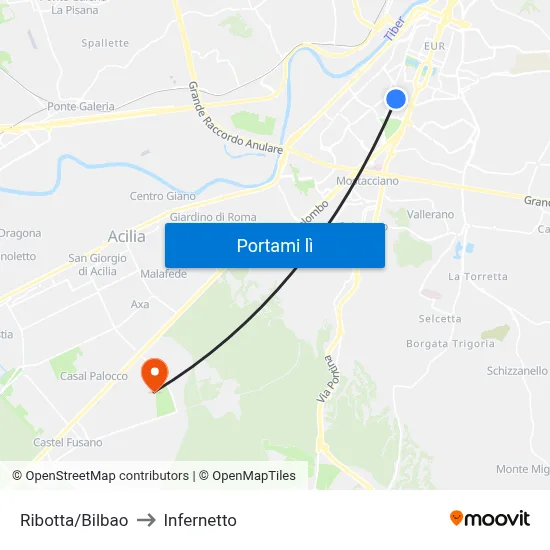 Ribotta/Bilbao to Infernetto map