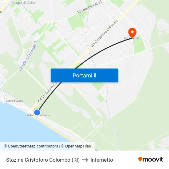 Staz.ne Cristoforo Colombo (Rl) to Infernetto map