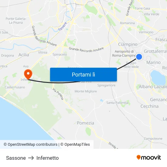 Sassone to Infernetto map