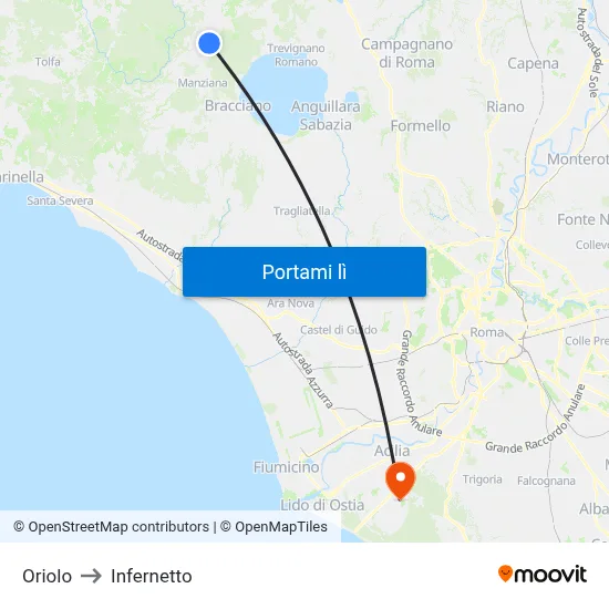 Oriolo to Infernetto map