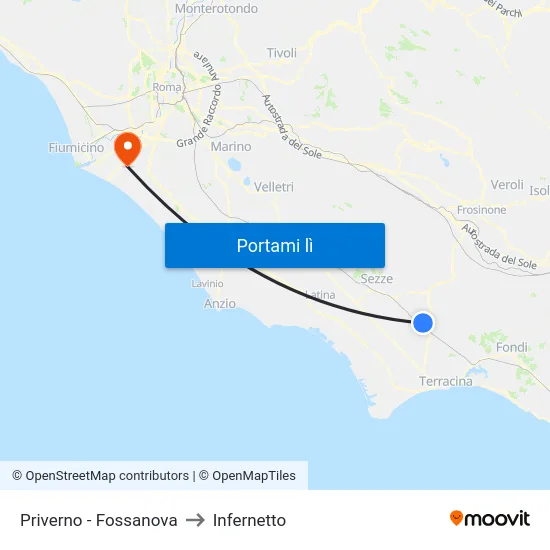 Priverno - Fossanova to Infernetto map