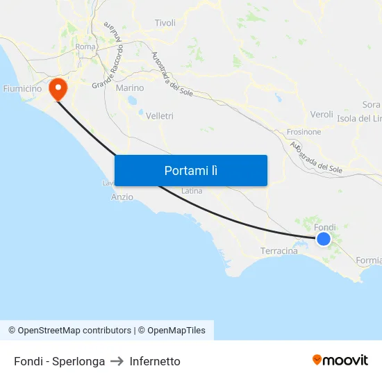 Fondi - Sperlonga to Infernetto map