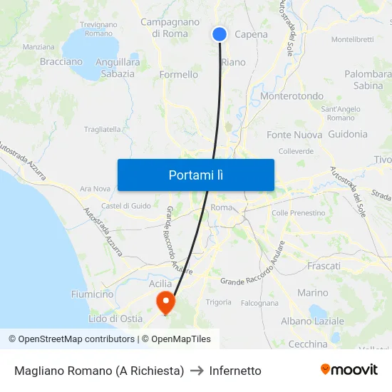 Magliano Romano (A Richiesta) to Infernetto map