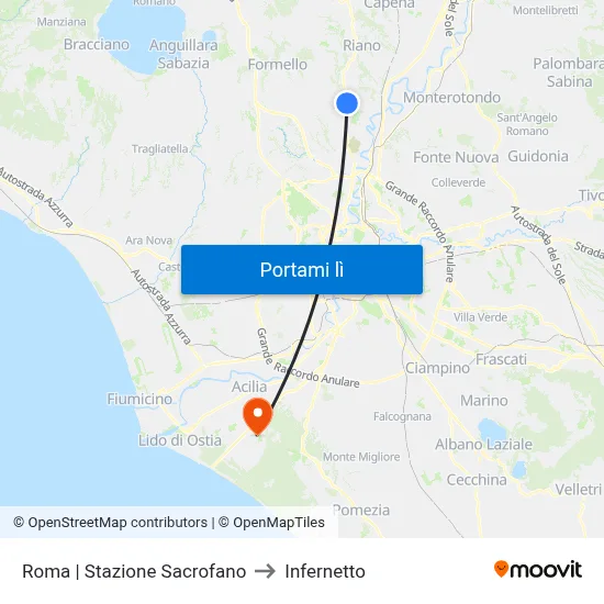Roma | Stazione Sacrofano to Infernetto map
