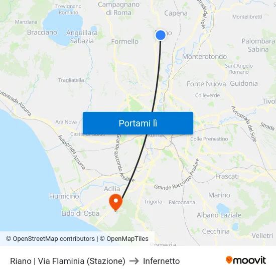 Riano | Via Flaminia (Stazione) to Infernetto map