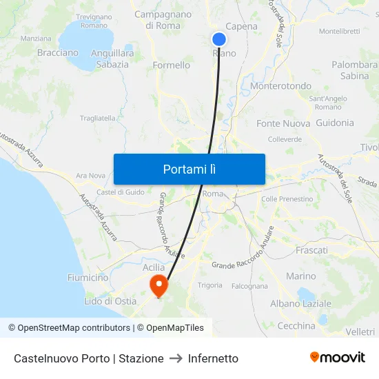 Castelnuovo Porto | Stazione to Infernetto map
