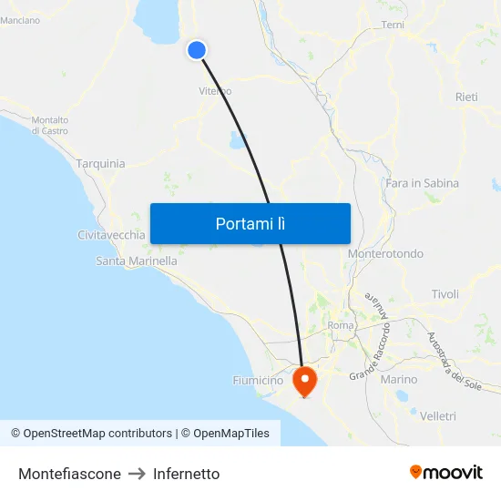 Montefiascone to Infernetto map