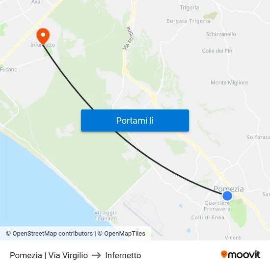 Pomezia | Via Virgilio to Infernetto map