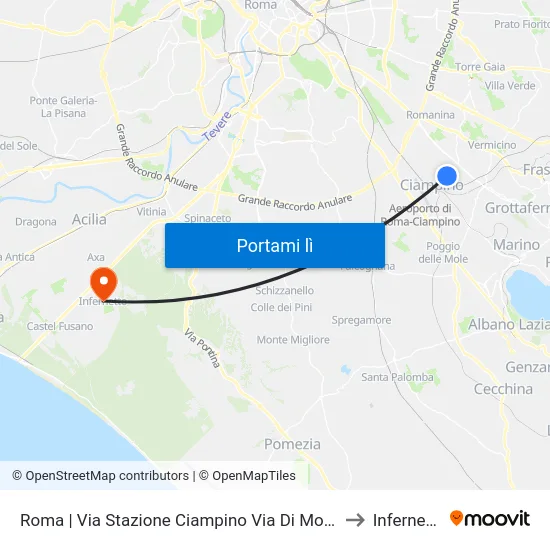 Roma | Via Stazione Ciampino Via Di Morena to Infernetto map