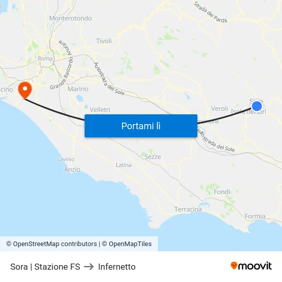 Sora | Stazione FS to Infernetto map