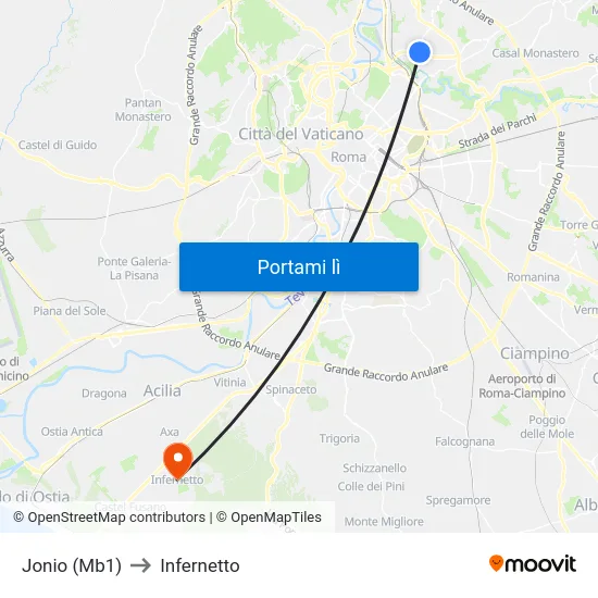 Jonio (Mb1) to Infernetto map