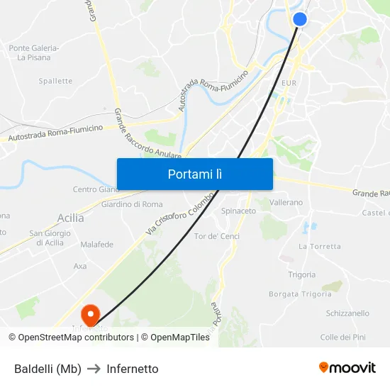 Baldelli (Mb) to Infernetto map