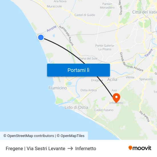 Fregene | Via Sestri Levante to Infernetto map