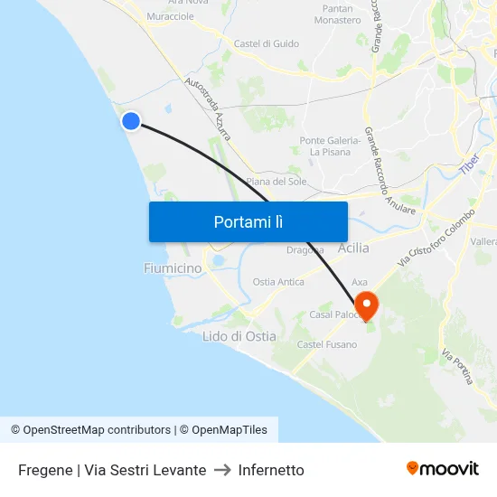 Fregene | Via Sestri Levante to Infernetto map