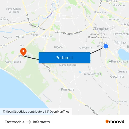 Frattocchie to Infernetto map