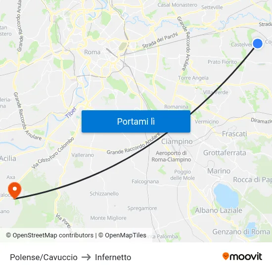 Polense/Cavuccio to Infernetto map
