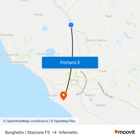 Borghetto | Stazione FS to Infernetto map