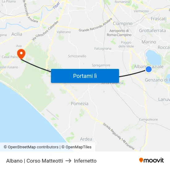 Albano | Corso Matteotti to Infernetto map
