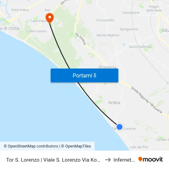 Tor S. Lorenzo | Viale S. Lorenzo Via Koala to Infernetto map