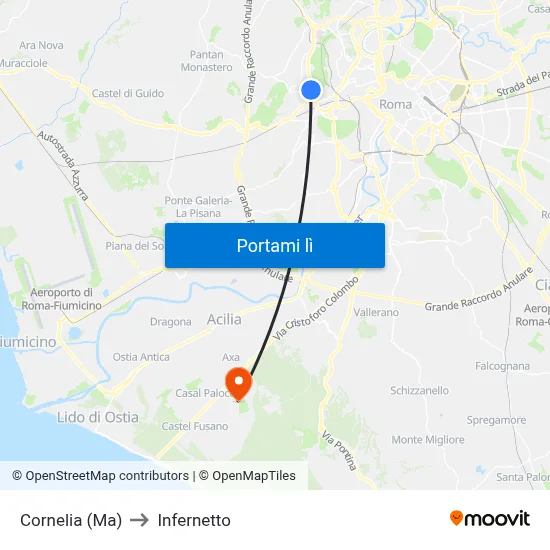 Cornelia (Ma) to Infernetto map