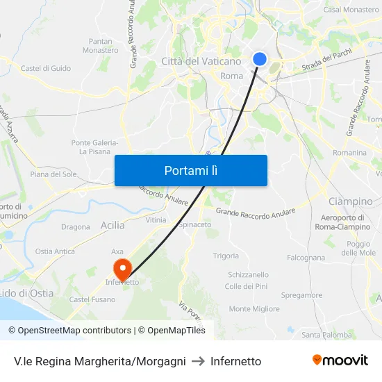 V.le Regina Margherita/Morgagni to Infernetto map