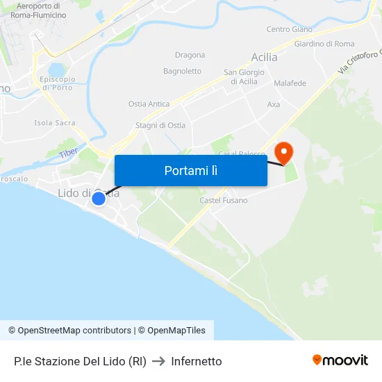 P.le Stazione Del Lido (Rl) to Infernetto map