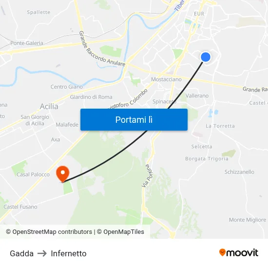 Gadda to Infernetto map