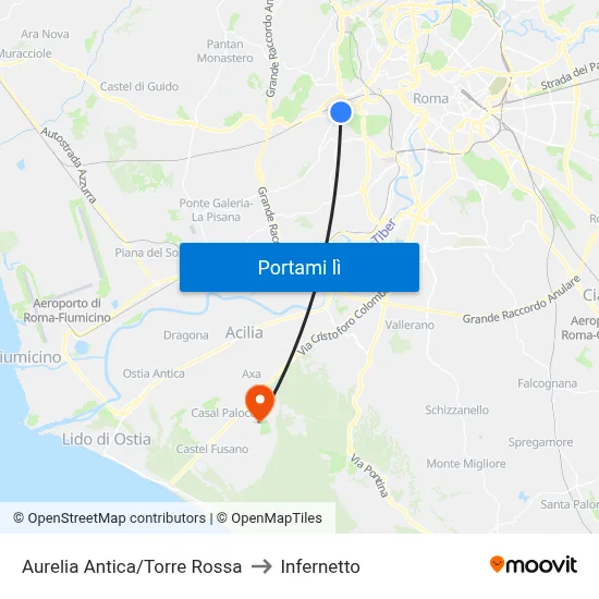 Aurelia Antica/Torre Rossa to Infernetto map