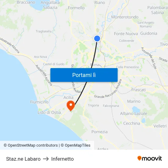 Staz.ne Labaro to Infernetto map