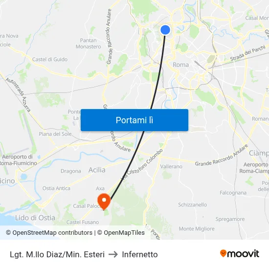 Lgt. M.llo Diaz/Min. Esteri to Infernetto map