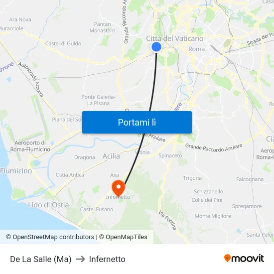 De La Salle (Ma) to Infernetto map